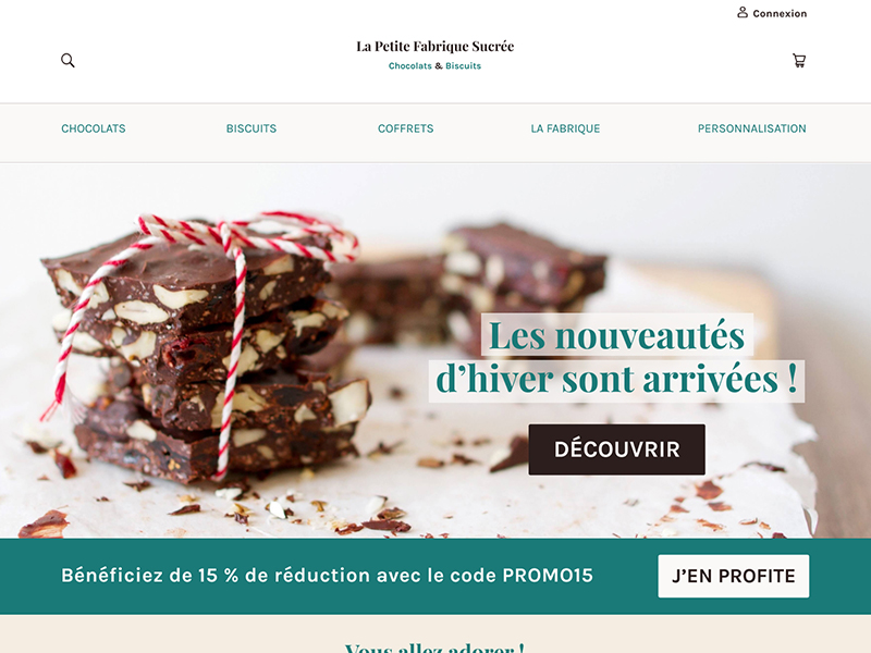 Page d'accueil du site La Petite Fabrique Sucrée